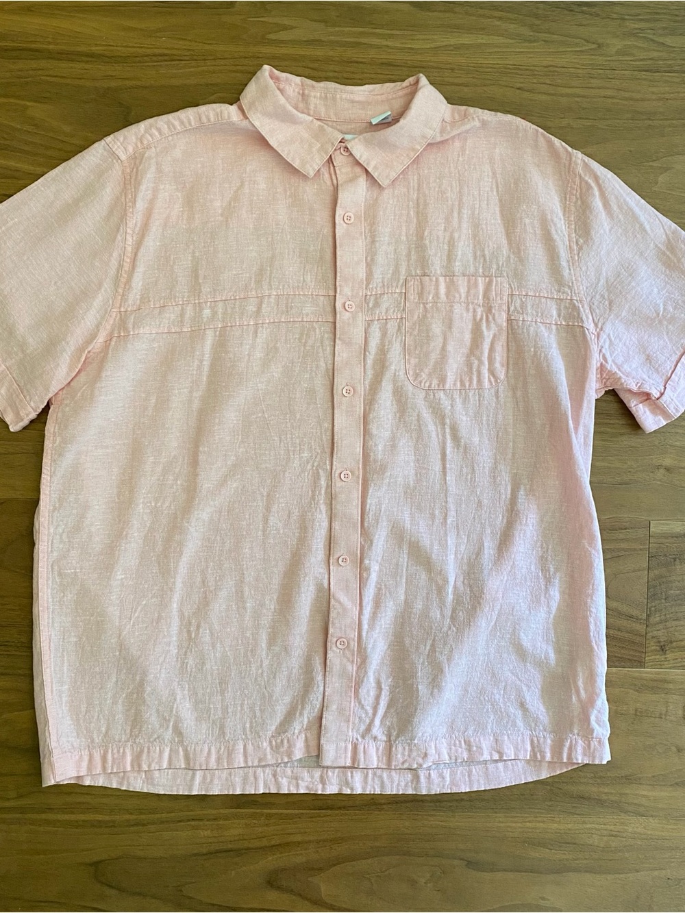Café Luna Pink Linen Cotton Button Down Shirt XL